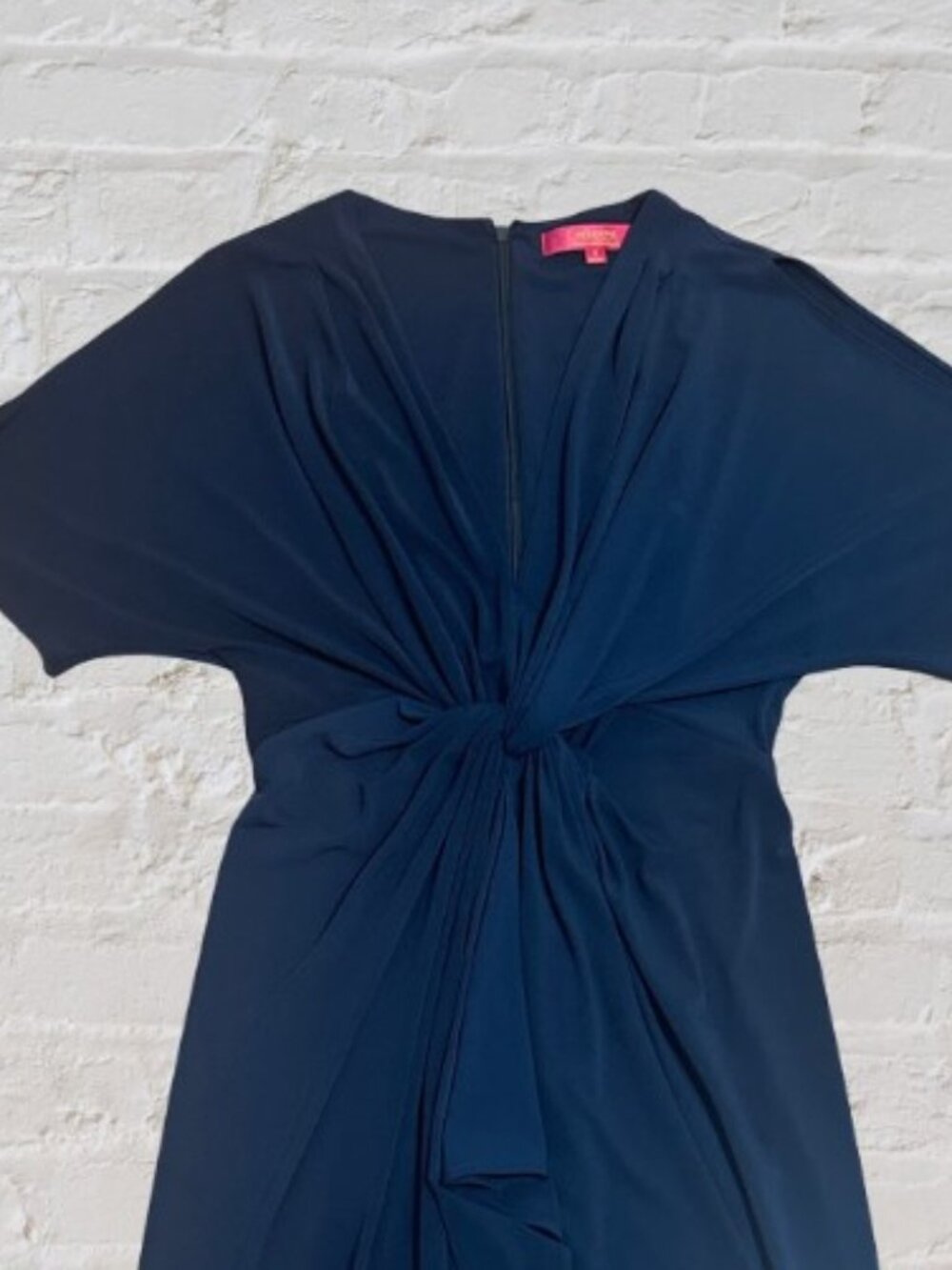 CATHERINE MALANDRINO Navy Blue Cutout Midi Cocktail Dress 6 - Picture 2 of 12